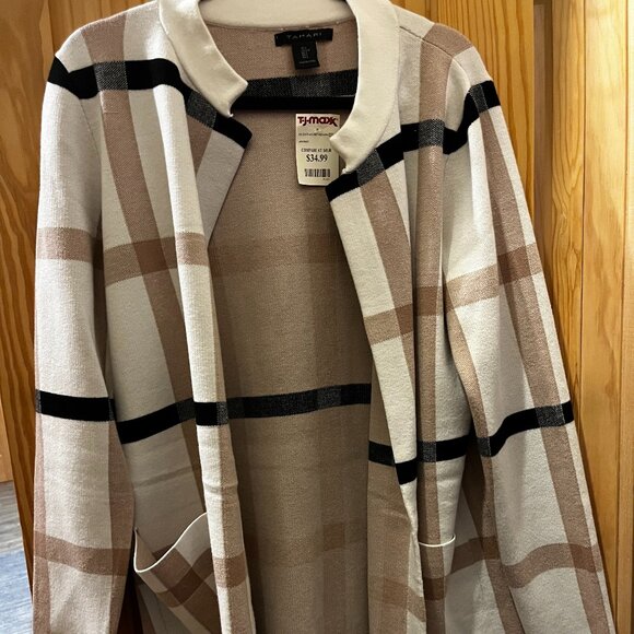 Tahari Plaid Cardigan - Picture 1 of 2